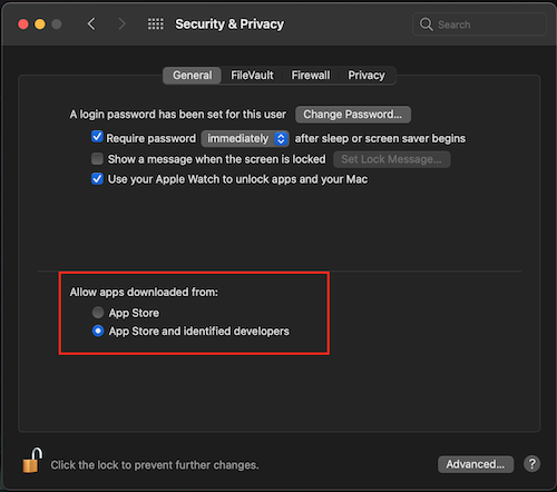 Mac Security Preferences