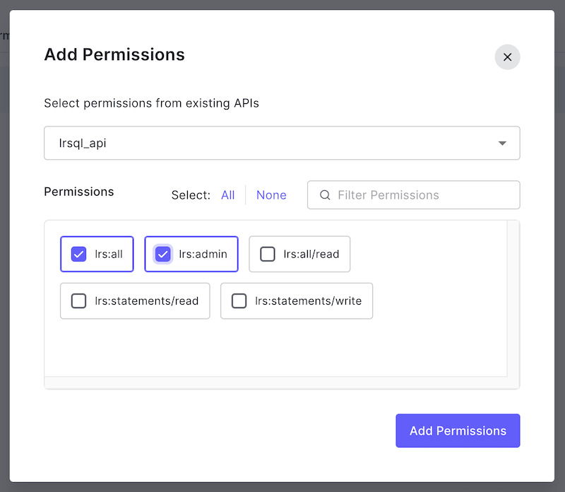 Add permissions select permissions
