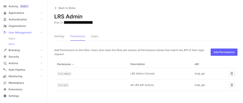 Verify role permissions